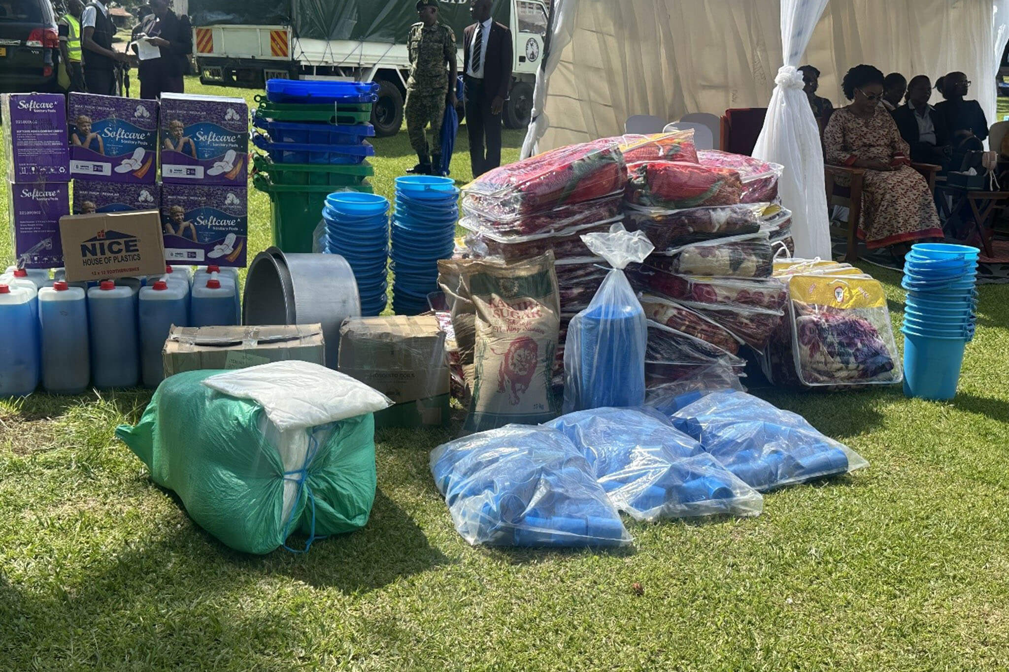 Some of the essential domestic supplies donated by the Queen to support the well-being and comfort of patients receiving treatment at the facility